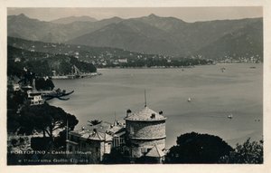 بورتوفينو - Castello Braun e Panorama Golfo Tigulio ، c1900. بواسطة غير معروف