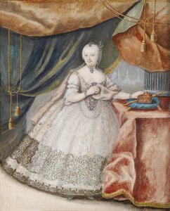 صورة الإمبراطورة ماريا تيريزا من النمسا 1717-1780 في ثوب دانتيل طويل ، ج. 1740 بواسطة غير معروف