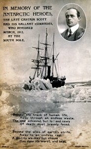 بطاقة بريدية تخليدًا لرحلة الكابتن سكوتس المشؤومة إلى القطب الجنوبي ، c1912 بواسطة غير معروف