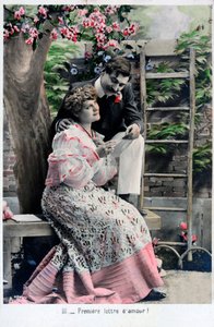رسالة حب بريمير ، بطاقة بريدية فرنسية عتيقة ، c1900 بواسطة غير معروف