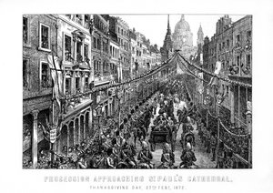 موكب يقترب من كاتدرائية القديس بولس ، عيد الشكر ، 27 فبراير 1872 ، 1899 بواسطة غير معروف
