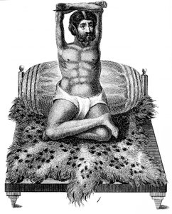 بورانا بوري ، الفيلسوف الهندوسي ، يرفع ذراعيه فوق رأسه ، 1811 بواسطة غير معروف