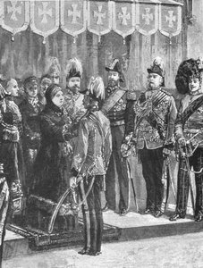 الملكة فيكتوريا تزين الضباط ... في وندسور ، 8 ديسمبر 1879 ، 1901. بواسطة غير معروف