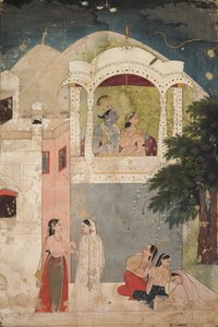 رادها وكريشنا يجلسان على شرفة ، ج. 1760. بواسطة غير معروف