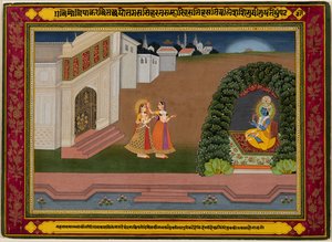 راداس كونفيدانتي يجلبها إلى كريشنا ، ج. 1790-1800. بواسطة غير معروف