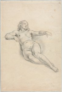 مستلق مستلق عاري ، رسومات مختلفة للأشكال والنباتات في القرن التاسع عشر.