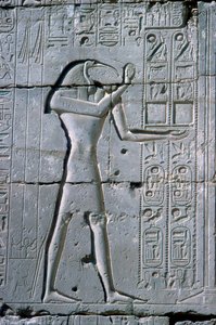 نقش يظهر تحوت ، الرامسيوم ، معبد رعمسيس الثاني ، الأقصر ، مصر ، حوالي 1300 قبل الميلاد بواسطة غير معروف