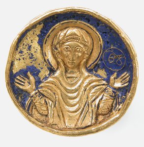 خاتم مع إطار مطلي بالمينا ، بيزنطي ، من القرنين التاسع عشر والعشرين إلى القرنين الثاني عشر والثالث عشر. بواسطة غير معروف