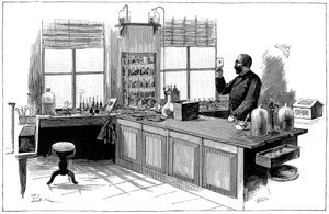 روبرت كوخ 1843-1910 ، عالم جراثيم وطبيب ألماني في مختبره بواسطة غير معروف