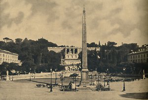 روما - مسلة ونوافير وساحة بوبولو. - تراسات منتزه بينسيو العام 1910 بواسطة غير معروف