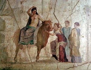 لوحة جدارية رومانية لـ The Rape of Europa ، House of Jason ، بومبي ، إيطاليا بواسطة غير معروف