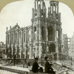 أنقاض الكنيس اليهودي في شارع سوتر ، وقفت الزلازل العظيمة لعام 1865 و 1868 ، 1906. بواسطة غير معروف