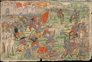 الفظائع الروسية في ليفونيا في يوليو وأغسطس 1577. من مجموعة يوهان جاكوب ويكس التي كتبها ناتشريك بواسطة غير معروف