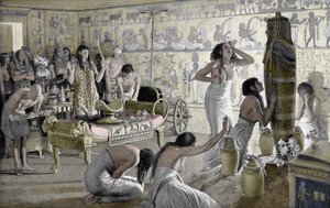 مشهد حداد في المعبد الجنائزي لتوت عنخ آمون ، مصر ، 1325 قبل الميلاد 1933-1934 بواسطة غير معروف
