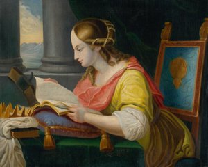 جالسة تدرس سانت كاترين بواسطة غير معروف