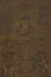 Shakyamuni Triad: بوذا حضره مانجوشري وسامانتابهادرا ، ج. 900. بواسطة غير معروف