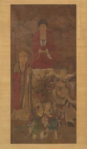 شاكياموني مع لوهان ، الملك السماوي ، والأولاد ، أوائل القرن السابع عشر. بواسطة غير معروف