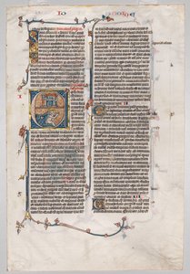 ورقة واحدة من الكتاب المقدس: حرف E الأولي مع جونا ابتلعه الحوت ، ج. 1290. بواسطة غير معروف