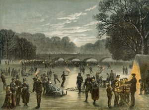 التزحلق على سربنتين في هايد بارك ، لندن ، c1850 بواسطة غير معروف
