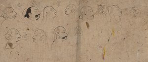 صفحة تخطيطية لدراسات الوجه ، على الأرجح ماهاراو كيشور سينغ ، كاليفورنيا. 1830. بواسطة غير معروف