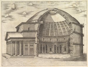 منظار Romanae Magnificentiae: البانثيون ، انفصل لإظهار الداخل ، 1553. بواسطة غير معروف