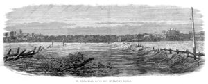 طريق سانت كيلدا ، الجانب الجنوبي من جسر الأمراء - الفيضانات في ملبورن ، أستراليا ، 1864 بواسطة غير معروف
