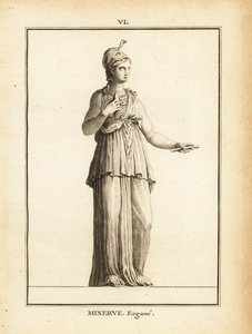 تمثال للإلهة الرومانية للحكمة Minerve Ergane (Minerva Worker) ، مع خوذة وثعبان بواسطة غير معروف