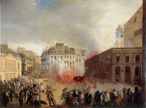 اقتحام قصر أو قصر في القصر الملكي في باريس ، ٢٤ فبراير ١٨٤٨ ، حوالي ١٨٤٨. بواسطة غير معروف