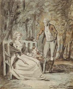 دراسة لصورة شخصية: سيدة ورجل نبيل في حديقة ، كاليفورنيا. 1780. بواسطة غير معروف