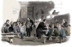 تعليم الأولاد القراءة في مدرسة Ragged School Union ، لامبيث ، لندن ، 1868 بواسطة غير معروف