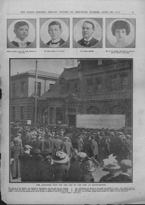 الانتظار المؤلم لقائمة الضائع في ساوثامبتون ، 20 أبريل 1912. بواسطة غير معروف