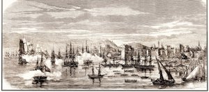 معركة سينوب في 30 نوفمبر 1853 ، منتصف القرن التاسع عشر. بواسطة غير معروف