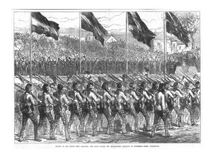 The Black Watch 42nd Highlanders Marching to Governors Green، Portsmouth، 1874. بواسطة غير معروف