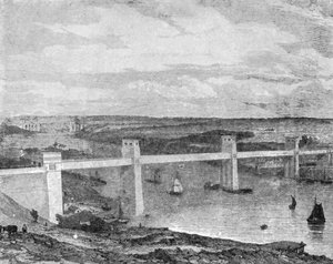 ال جسر بريتانيا الأنبوبي عبر مضيق ميناي ، 1850 ... ، 1901. بواسطة غير معروف
