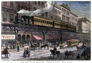 السكة الحديدية المرتفعة ، الجادة الثالثة ، نيويورك ، 1879 بواسطة غير معروف