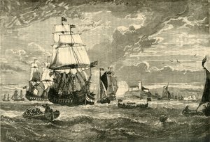 الأسطول الأول لشركة الهند الشرقية مغادرة وولويتش ، 1601 ، 1890. بواسطة غير معروف