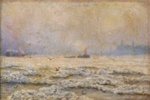 "The Frozen Thames at Greenwich" ، ١٨٩٥ بواسطة غير معروف
