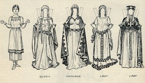 معرض الأزياء البريطانية: أنواع الملابس في أوقات Plantagenet المبكرة ، c1934 بواسطة غير معروف