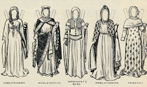 معرض الأزياء التاريخية: الفساتين التي تم ارتداؤها في أيام ريتشارد الأول ، c1934 بواسطة غير معروف