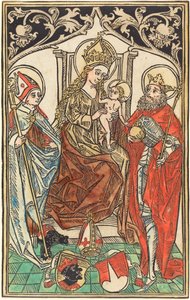 مادونا والطفل متوجًا على العرش ، مع القديسين كوربينيان وسيجيسموند ، 1492. بواسطة غير معروف