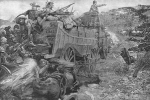 حرب ماتابيلي ، 1893: الهجوم على Laager Wagons على نهر Imbembezi ، 1 نوفمبر 1901. بواسطة غير معروف