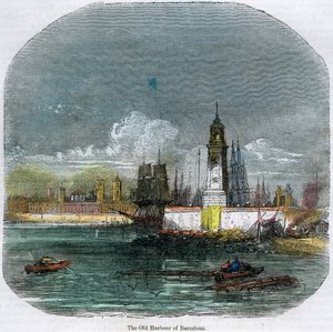 ميناء برشلونة القديم ، كاتالونيا ، إسبانيا ، c1880 بواسطة غير معروف