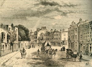 قرية فوكسهول القديمة ، مع مدخل إلى الحدائق ، عام 1825 ، c1878. بواسطة غير معروف