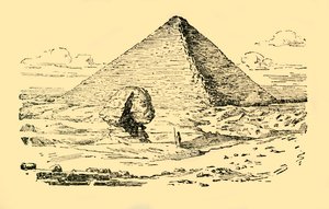 مقبرة الهرم للملك خوفو وأبو الهول في الجيزة ، مصر ، سنة ١٩٣٠. بواسطة غير معروف