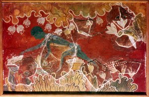 لوحة Saffron-Gatherer Fresco من قصر مينوان الملكي ، كنوسوس ، كريت. القرن الخامس عشر قبل الميلاد بواسطة غير معروف