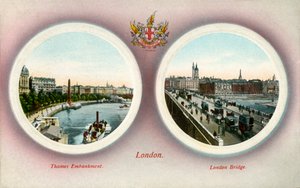 جسر التايمز وجسر لندن ، لندن ، 1909. بواسطة غير معروف