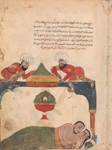 اللصوص على السطح أيقظوا التاجر ، فوليو من كليلة ودمنة ، القرن الثامن عشر. بواسطة غير معروف