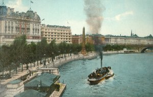 سد فيكتوريا ، والسفن البخارية على نهر التايمز ، لندن ، c1907. بواسطة غير معروف