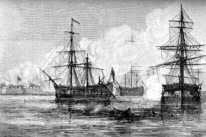 الهجوم على جزيرة سوليفان بولاية كارولينا الجنوبية ، 1776 ج 1880 بواسطة غير معروف