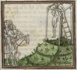 إعدام Enguerrand de Marigny. من Grandes Chroniques de France ، القرن الرابع عشر. بواسطة غير معروف
